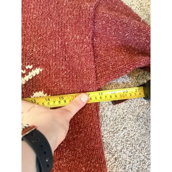 Vintage Hand Knit Cowichan Style Wool Zip Sweater Rust Western Chunky Lodge M/L - Picture 4 of 6